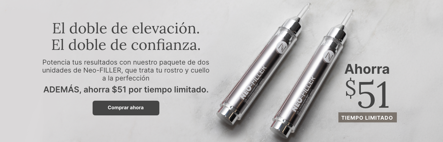 A 2-pack of Neo-FILLER tubes. Accompanying text mentions supercharging your skincare results with the Neo-FILLER 2-pack. Plus, save $51 for a limited time.